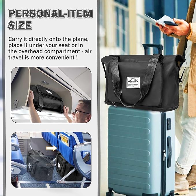 Ranslen Large Capacity Folding Travel Bag,Expansion Travel Duffel Bag with Dry and Wet Separation Portable Travel Duffel Bag - Image 2