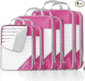 Compression Packing Cubes 6 Set, Compressible Space-Saving Packing Cubes for Travel - Compression Bags, Luggage Organizer, Travel Essentials for Women, Hot Pink by NICOSHOW