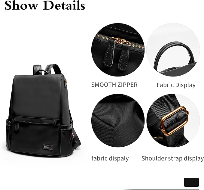 Anti Theft Backpack Purse for Women Lightweight Casual Travel Daypack Black - Image 2