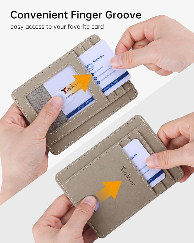 Teskyer Slim Minimalist Wallet for Men, RFID Front Pocket Card Holder | Ultra Slim Front Pocket Design, 8 Card Slots, RFID Protection, Smooth Faux Leather for Everyday Carry - Image 5