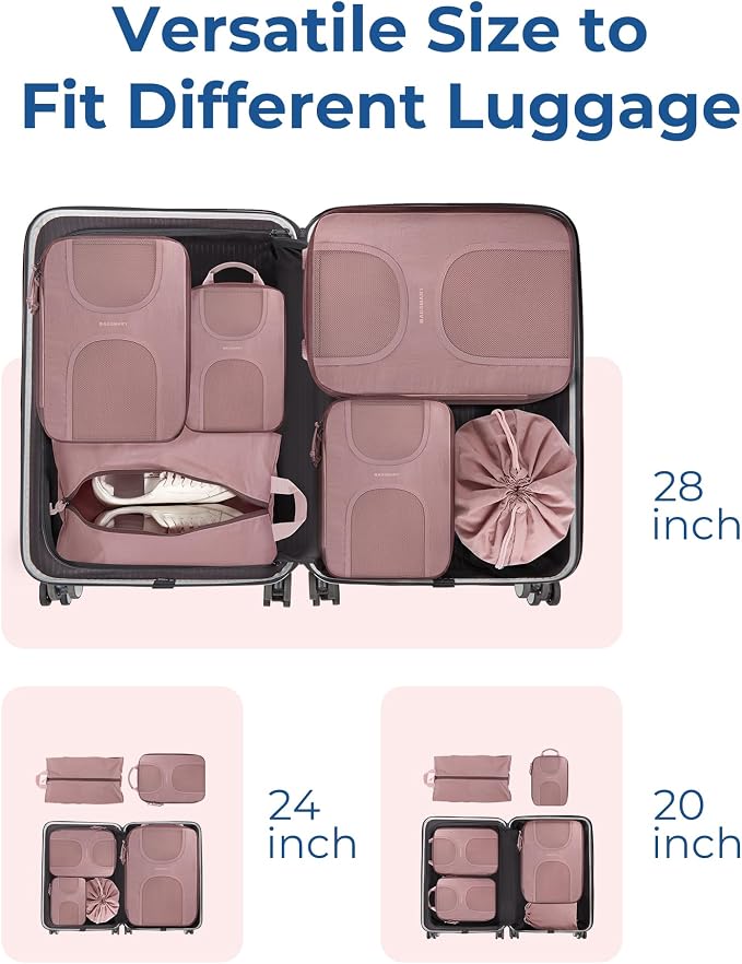 BAGSMART 6 Set Compression Packing Cubes, Travel Luggage Organizer Bags - Image 3