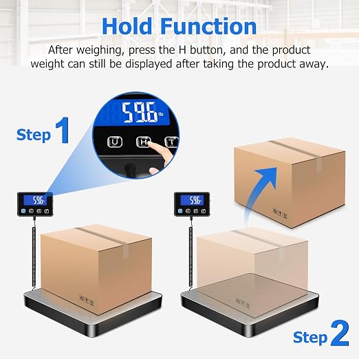 Shipping Scale, 440lb/0.35oz High Accurate Digital Postal Scale with Hold/Tare Function, Shipping Scale for Small Business, Packages, Luggage, Home Use, Battery & Charging Cable Include - Image 4