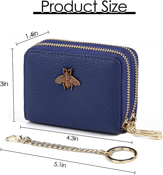 imeetu RFID Credit Card Holder, Small Card Wallet Women, Leather Card Case | Genuine Leather Women's Card & id Cases, Change Coin Purse with Zipper Keychain id Window, 20 Colors & 3 Styles, Daily, Gifts - Image 6