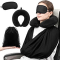 3 Pcs Airplane Sleep Support Set Includes Arm Travel Sling Wrap Blanket, Memory Foam Neck Pillow and Light-Blocking Eye Mask, Flight Sleeping Essentials Comfort for Long-Distance Travel by Sosation