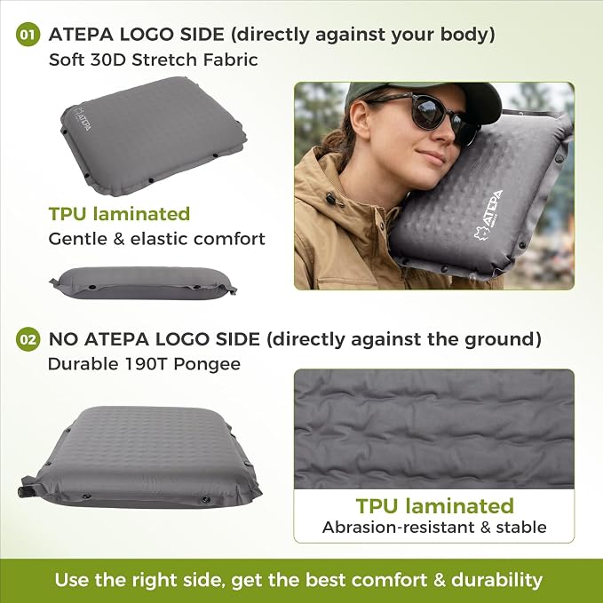ATEPA Inflatable Seat Cushion | 2" & 2.5" Foam Core Seat Pad, Self Inflating, Compact, Stadium, Airplane, Travel, Camping, Hiking, Sports events - Image 7