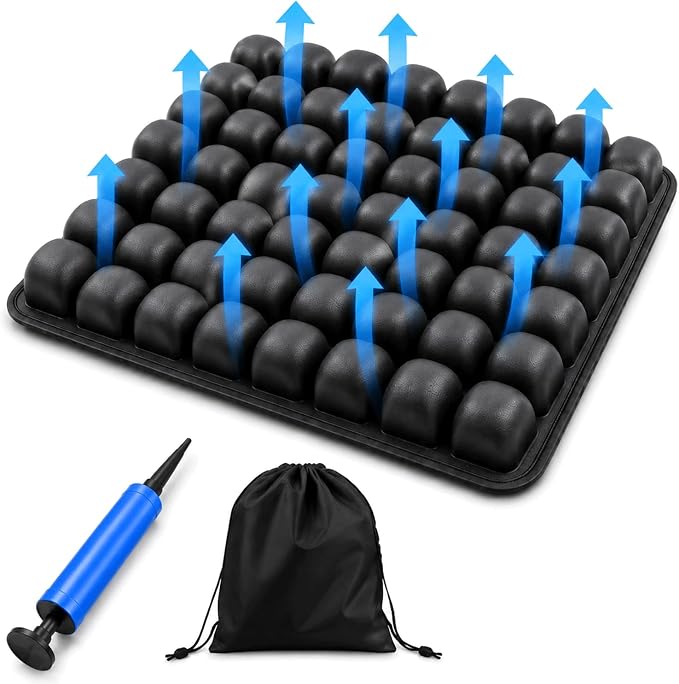 Travel Cushion for Airplane, Ergonomic Air Cell Design for Long Flights, Inflatable Seat Cushion for Office, Car and Wheelchair Use, Portable Inflatable Cushion with Compact Travel Design by Unknown