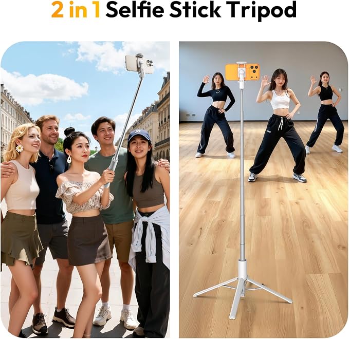 Ulanzi MT86 60" 4 Legs Phone Tripod, for iPhone Android Selfie Stick Stand | Auto-Open Anti-Slip Base Aluminum Stand with Cold Shoe Bluetooth Controller, Lightweight for vlog TikTok Live Stream Travel - Image 7