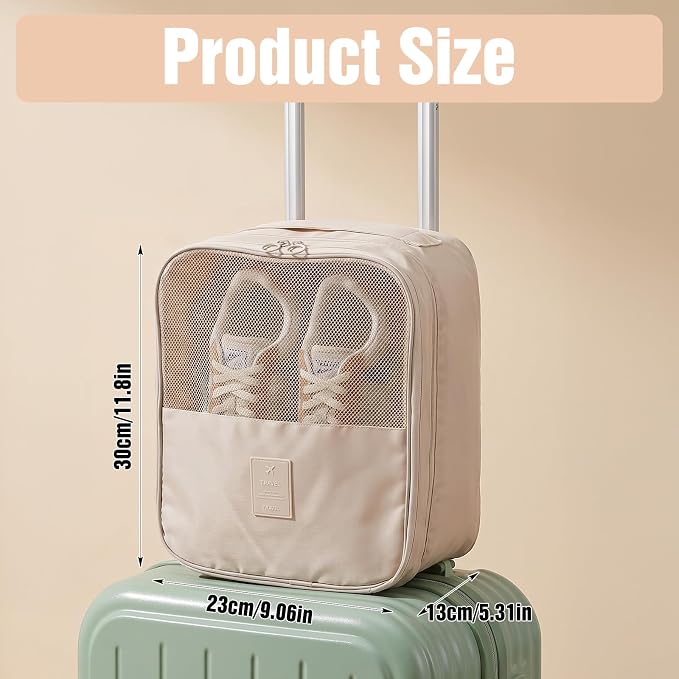 4 Pack Shoe Bags for Travel Holds 2 Pairs Each, Portable Travel Shoe Bag Organizer for Luggage, Durable Oxford Cloth Storage for Women Men (2 Black 2 Beige) - Image 2