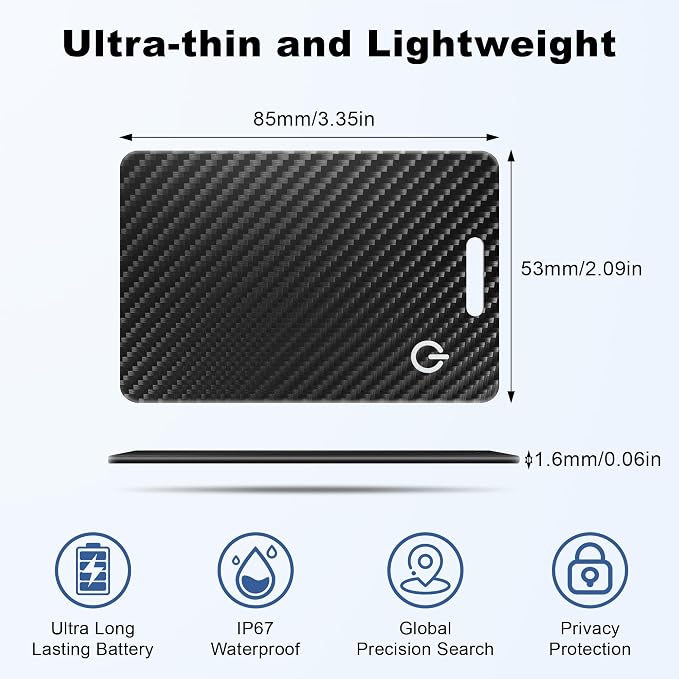 Wallet Tracker Card for Apple Find My (iOS Only), Ultra-Thin Bluetooth Tracker Smart Card Wallet Finder, IP68 Waterproof Slim Item Locator for Wallets, Keys, Passport & Luggage Tags (Jet Black) - Image 5