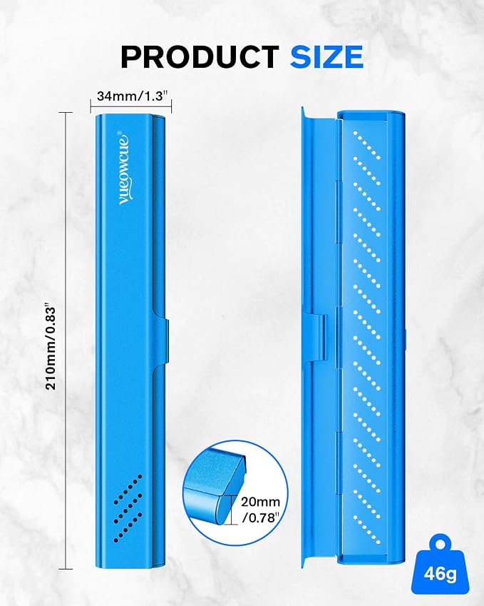 Toothbrush Case Cover for Traveling, Aluminum Toothbrush Holder for Manual Toothbrush + Mini Toothpaste, Portable Tooth Brush Storage Box for Camping Business Trip-Blue (1 Pack) - Image 5