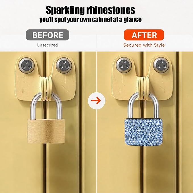2 Pcs Small Locks with Keys Mini Luggage Locks Bling Padlock with Key Metal Lock for Locker Suitcase Bag(Blue) - Image 3