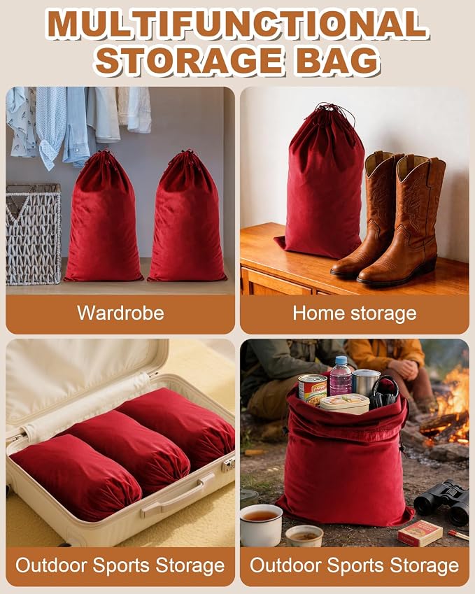 4 Pcs Shoe Bags for Travel, Large Boot Bag, Rio Red, 21.2x13.3 Inch | Washable & Reusable Travel Shoe Bags, Dustproof Shoe Bags with Drawstring Closure, Suitable for Travel, Home Storage - Image 6