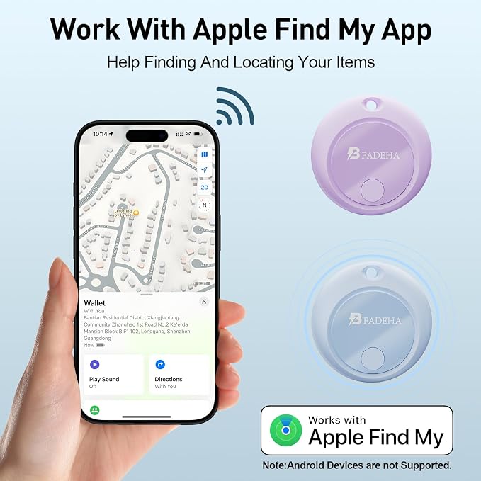 BFADEHA 2026 [Apple MFi Certified] (iOS Only) Bluetooth Tracker Smart Finder for Apple Find My iPhone GPS Tracker, 5-10 Years Battery, Keys Finder and Item Locator for Keys, Bags, Wallet, Passport - Image 2