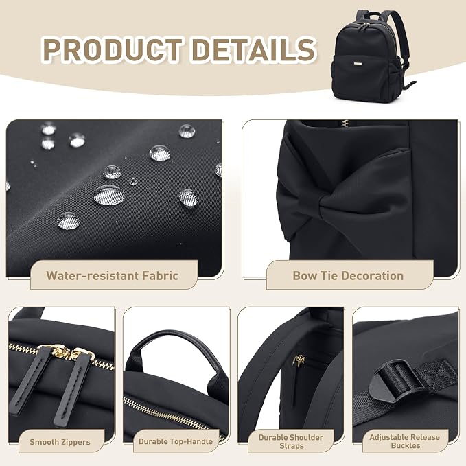 Mini Backpack for Women Small Backpack Purse Cute Stylish Lightweight Daypack for College Work Travel Party,12.9Inch,Classic Black - Image 5