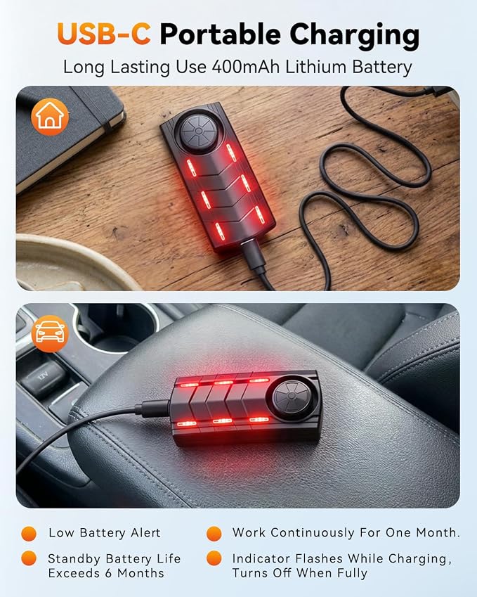 Upgraded 115dB Car Alarm System, Anti-Theft Vibration Sensor Alarm with Ultra-Bright Red Warning Light, Wireless Remote Anti Theft Vehicle Device, for Car, RV, SUV, Truck. - Image 3