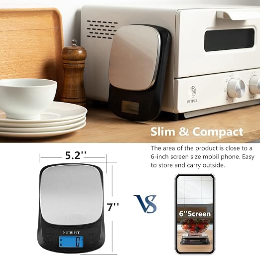 Kitchen Scales Digital Food Scale Cooking in Grams & Ounces Black | Stainless Steel, Max 11lb 1g Increment, Backlit LCD Screen, Baking Food Weight Scale for Sourdough Bread, Include Battery - Image 7