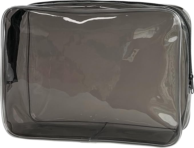 Waterproof PVC Makeup Bag - Leakproof Cosmetic Organizer for Travel Toiletry Storage 9.84×7.09×2.36 Inch for Women & Men (Black) by TotePrint