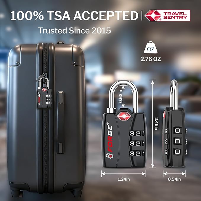 Forge TSA Approved Luggage Locks - Black 2 PK - Image 4