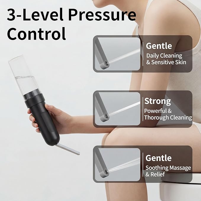 Portable Bidet for Travel,Personal Hygiene Sprayer Bottle for Women Men | Mobile Bidet Portable for Toilet,Electric Handheld High-Pressure Foldable USB-C Battery-Powered - Image 5