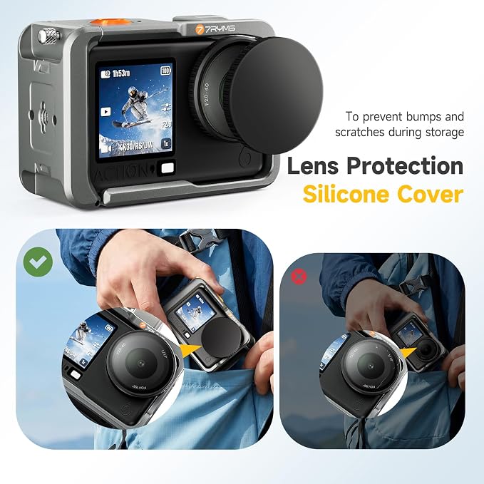 7RYMS 7RIG SC1 Camera Case for DJI Osmo Action 6(Lens Cap+Wrist Strap) | Full Metal Protective Cage with Cold Shoe, 1/4" Screw, DJI Osmo Action 6 Accessories for Cycling, Climbing, Skiing - Image 6