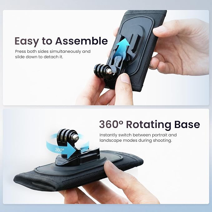 Walking Way Backpack Strap Mount for Action Camera, 360 Degree Rotating Shoulder Strap Clip Compatible with GoPro Hero 13 12 11 10 9, DJI Action 4/5 Pro, Insta360 X4 X3 Ace Pro, Hiking Accessories - Image 4