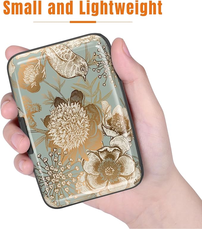 Rimilak Aluminuml Credit Card Holder,Butterfly Flower | Mini Credit Card Wallet RFID Blocking Slim Metal Hard Case for Women Men - Image 3