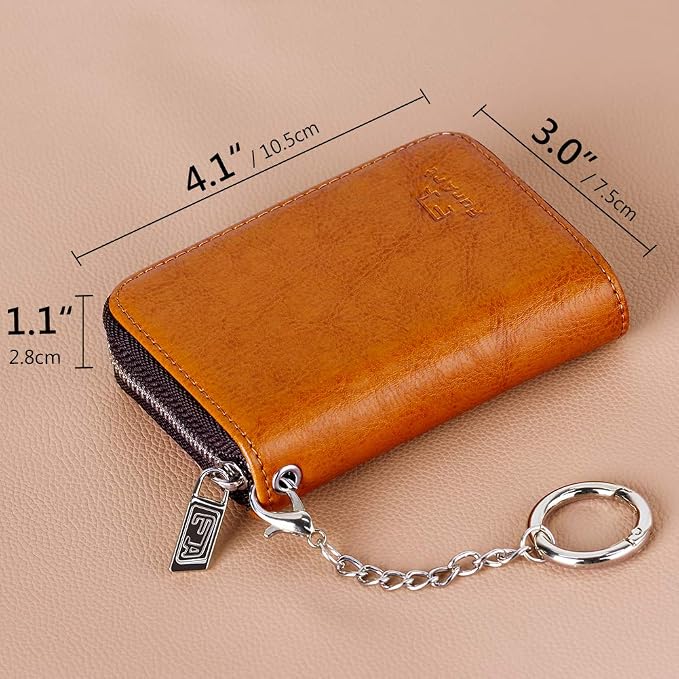 FurArt Zipper Wallet Women RFID Credit Card Holder keychain Wallet | ID Window RFID Blocking Compact Small business 15/16 slots - Image 4
