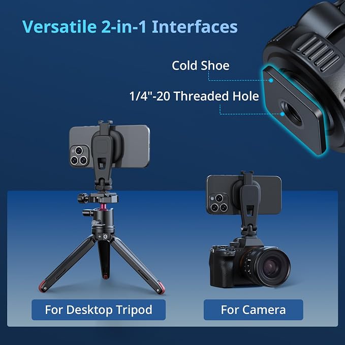 SMALLRIG AC-10 Magnetic Attachable Phone Clamp, Phone Mount with Cold Shoe Mount and 1/4"-20 Threaded Hole, for iPhone 17/16 / 15/14 / 13/12 Series, 90° Tilt for Recording, Live Streaming-5283 - Image 5