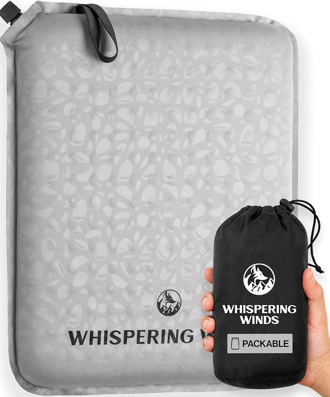 Whispering Winds Inflatable Seat Cushion | Comfortable & Packable Blow-up Foam Pad for Airplane Travel, Stadium Outdoors, Camping, Car & More by WhisperingWinds