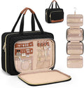 Toiletry Bag for Women, Hanging Travel Toiletry Bag with Jewelry Organizer Compartment Large Makeup Bag, PVC Waterproof Cosmetic Travel Bag for Travel Business Trips Camping Bathroom, Black by Wedama