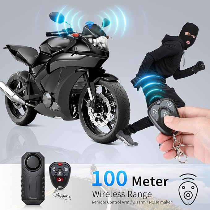 WSDCAM 113dB Loud Anti Theft Vibration Sensor Alarm Systems for Electric Bike Motorcycle Golf Car Trailer Mailbox Garage Door Waterproof Home Security Bike Accessories Bike Alarm with Remote - Image 3