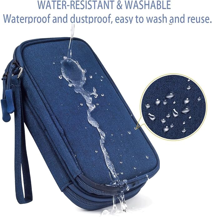CAAORDKSO Electronic Organizer, Travel Cable Organizer Bag Pouch Electronic Accessories Carry Case Waterproof Electronic Bag for Cable, Cord, Charger, Phone, Power Bank, Earphone (Navy Blue, Medium) - Image 4