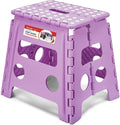 Foldable Step Stool for Adults 13 Inch, 300 lbs, Light Purple | Lightweight Stepping Stool with Handle and Non-Slip Surface, for Reaching Kitchen Cabinets, Bathroom Shelves and Closets by ACSTEP