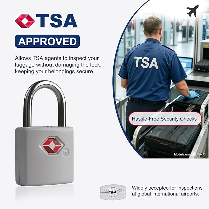 Luggage Locks TSA Approved 4 Pack, TSA Locks for Luggage International Travel Essentials, Small Padlock with Key, Keyed Alike Mini Padlock for Suitcase, Backpack, Bag, Zipper, Case, Box - Image 3