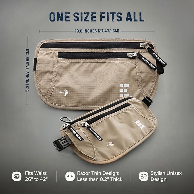 Money Belt for Secure Travel - RFID Blocking Slim Passport Holder - Hidden Waist Pouch for Cash, Credit Cards, Documents - Concealable Under Clothes, Water-Resistant Slim Fanny Pack for Men and Women - Image 4