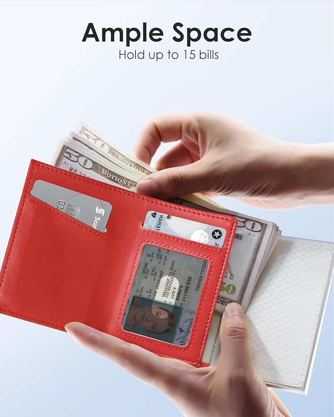 QLD RFID Wallet for Women - Small Slim Trifold Wallet Anti-Theft Pop up Card Holder, Minimalist, Ultra Thin, Front Pocket, Premium Leather, 9-11 Cards Capacity | ID Window | Cash Slot - Image 5