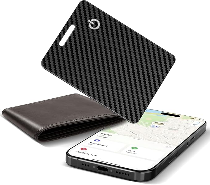 Wallet Tracker Card, Rechargeable, Works with Apple Find My | 1.6mm thin, Qi rechargeable, 5-month battery, IP68 waterproof, Left-Behind Alerts, iPhone & iPad compatible by Unknown