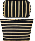 SOIDRAM 2 Pieces Makeup Bag Large Stripe Cosmetic Bag Capacity Canvas Mix Travel Toiletry Bag Organizer Cute Makeup Brushes Aesthetic Accessories Storage Bag for Women, Stripe Mix Black by SOIDRAM