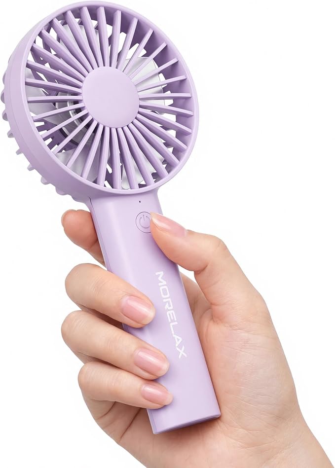 Jancane Handheld Fan, USB Rechargeable Mini Portable Fan with Base, 10H Battery, Strong Wind, Small & Powerful, Cute Design for Travel, Makeup, Girls Women Summer Gift (Purple) - Image 2