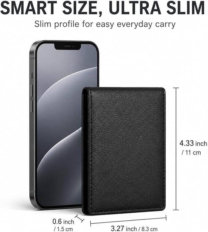 Wallet for Men Slim RFID Blocking Genuine Leather Bifold Mens Wallet | Front Pocket Credit Card Holder with 2 ID Windows, Holds 12 Cards & Cash Minimalist Thin Wallet, Gifts for Men - Image 6