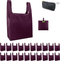 BeeGreen Burgundy Reusable Shopping Bags Wholesale Wine Red Reusable Grocery Bags Bulk Foldable-Machine Washable with Zipper Storage Pouch 20 Pieces by BeeGreen