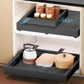 1 Pack Pull Out Drawers for Cabinets, Slide Out Drawer Expandable Width (12"-19") and Depth (17"-23") With 3 Slides, Fixed with Adhesive Film & Nail for Cabinets in Kitchen, Pantry or Bathroom - Black by MakfonerCabinetOrganizer