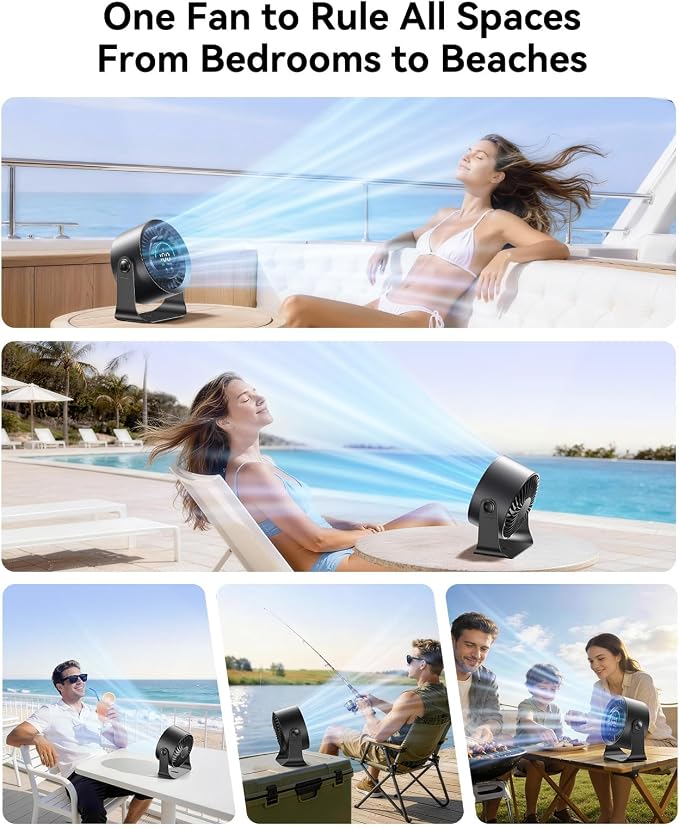 DIGIX Portable Desk Fan, 100 Speeds, 360° Rotation, USB Rechargeable | Quiet LED Display Table Fan with Wall Mount Design. Small Personal Cooling Fans for Home, Bedroom, Office & Travel, Black - Image 9