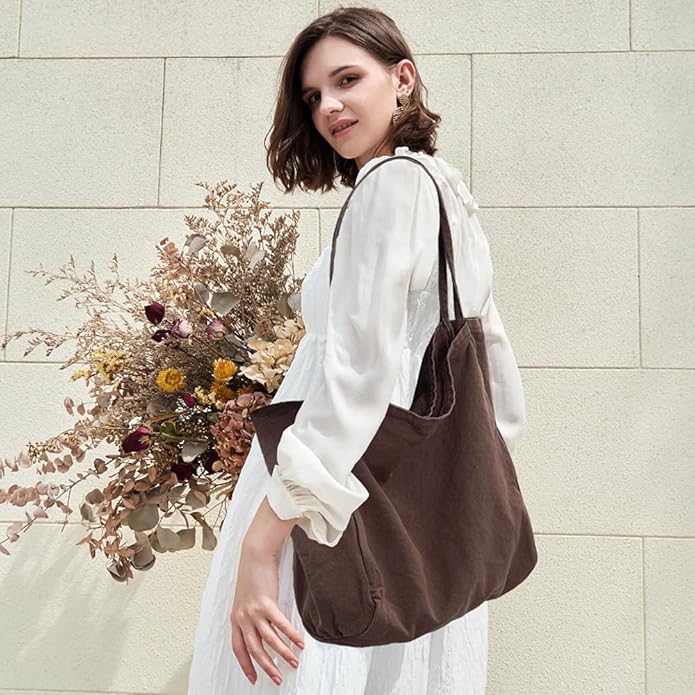 Canvas Tote Bag for Women Large Hobo Shoulder Bag for Work Travel Casual Message Bag Tote Purse handbags - Image 3