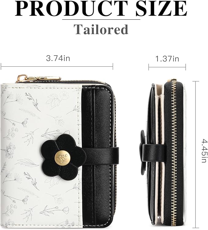 Small Wallet for Women Rfid Bifold Leather Card Holder Wallet With Zipper Pocket - Image 2