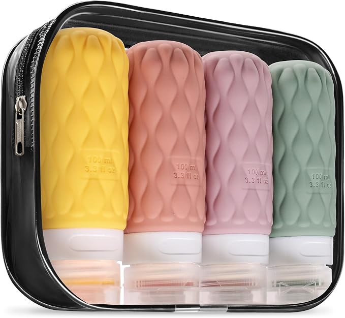 3.4oz Silicone Travel Bottles for Toiletries Refillable Liquid Accessories | for Shampoo and Conditioner, TSA Approved Leakproof Squeeze Bottles Travel-friendly with Labels/Clear Bag - Image 8