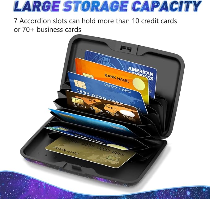 ToLuLu Credit Card Holder Slim Mini RFID Small Aluminum Card Wallet Galaxy | Blocking Metal Business Card Case, RFID Blocking Front Pocket Wallet Hard Case CC Holder for Men Women, Nebula - Image 4