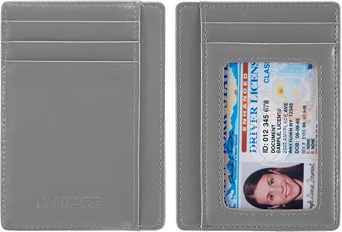 KALMORE Genuine Leather Front Pocket Slim Wallet Credit Card Holder with ID Window - Image 5