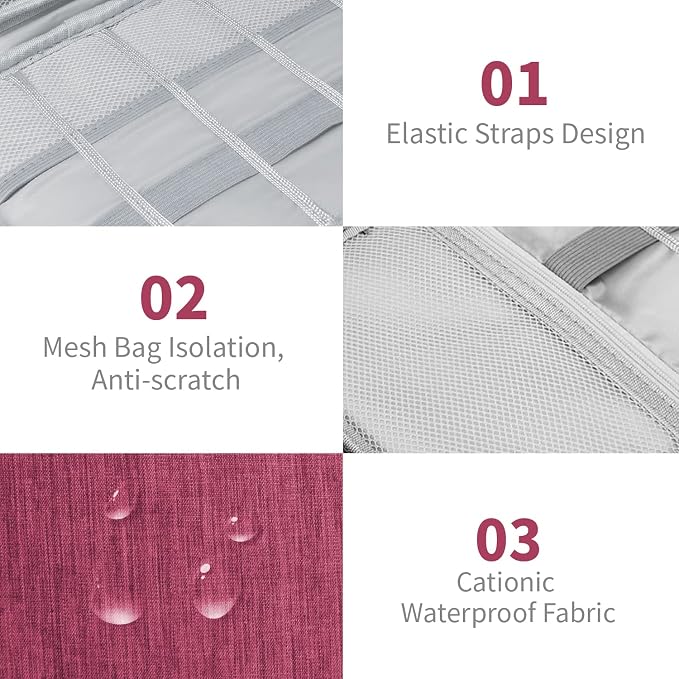 Lcsmaokin Electronics Travel Organizer,Portable Waterproof Electronic Travel Storage Bag for Small Charging Cord Storage,Charger,Small Electronics,SD Card etc,for Travel,Business -Wine Red - Image 4