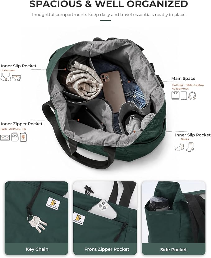 Reversible Travel Tote Bag, Foldable Carry On Shoulder Bag with Large Capacity for Airport, Shopping, Gym & Daily Use - Image 4